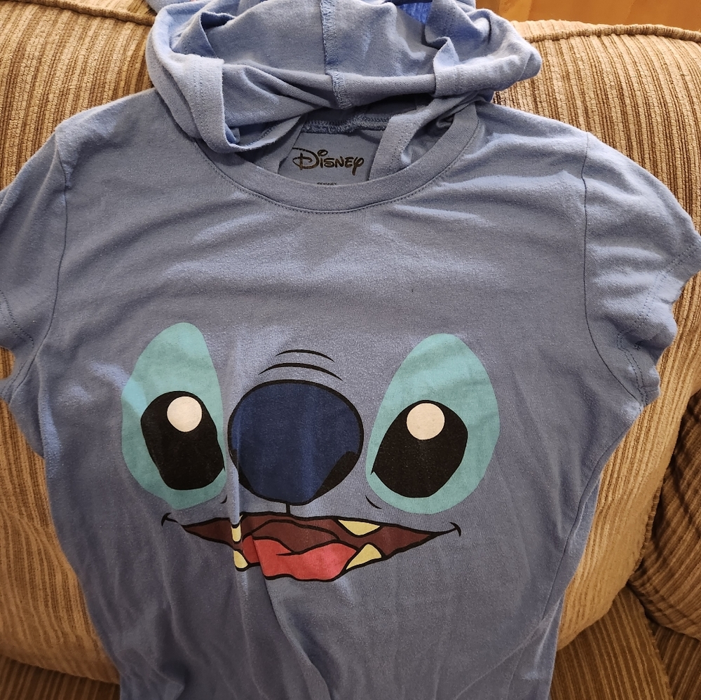 Disney Stitch S short sleeve tee with eared hoodie